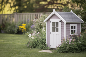 cabane-jardin-bois-fleurs-verdure