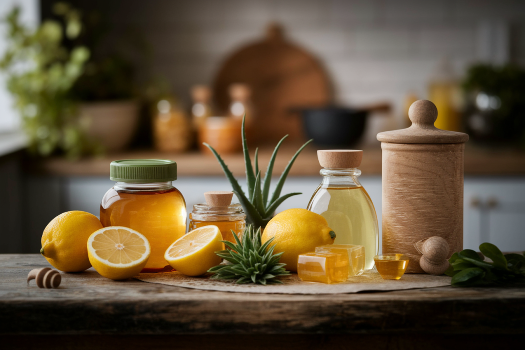 citrons-miel-aloe-vera-table-rustique