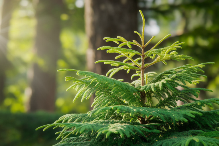 gros-plan-jeune-sapin-feuillage-vert-lumiere