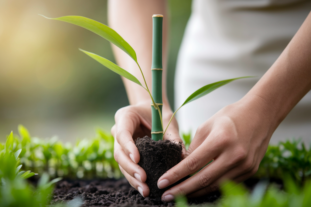 mains-bouture-bambou-pot-terre