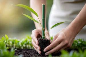 mains-bouture-bambou-pot-terre