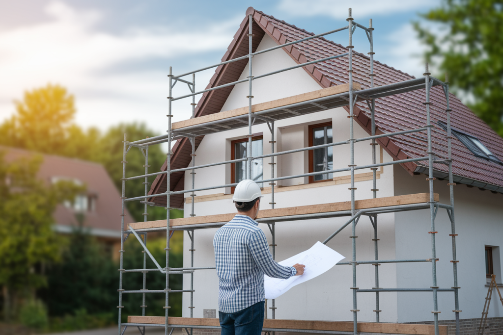maison-renovation-echafaudage-ouvrier-plan