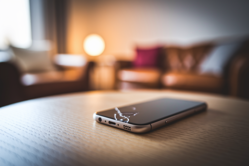 smartphone-fissure-table-bois-salon-chaleureux